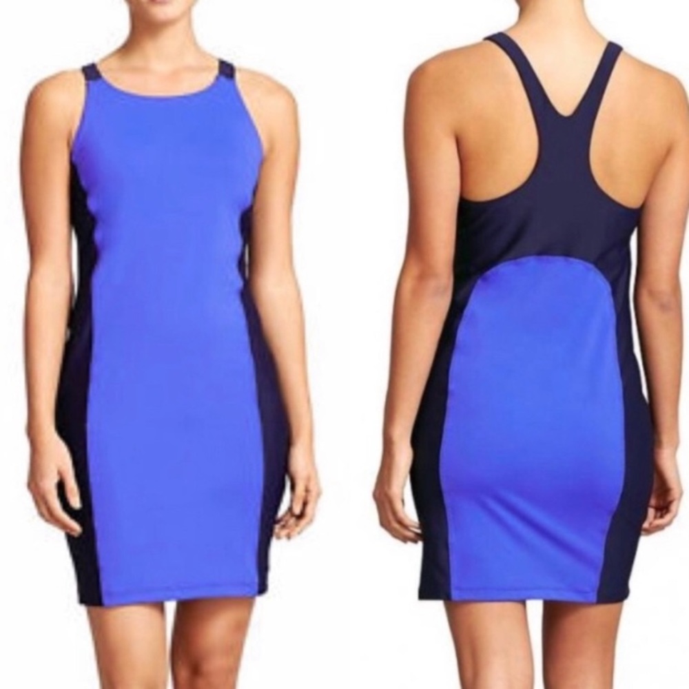 Athleta Blue Colorblock Racerback Swim Dress Size Small